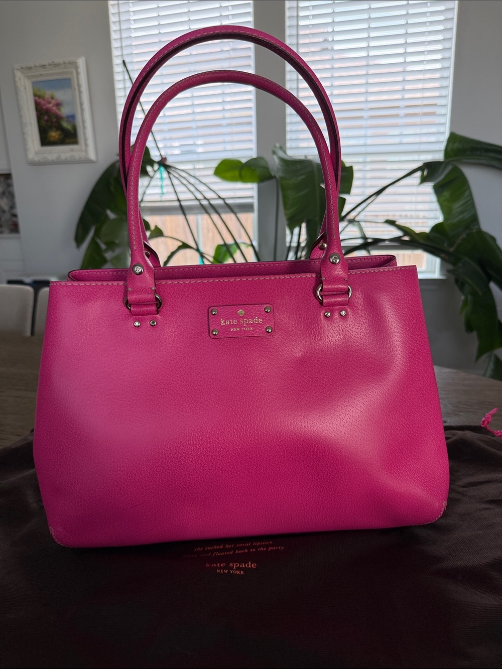 kate spade Hot Pink Leather Shoulder Bag with dust cover